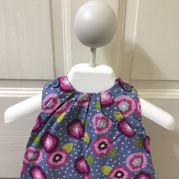Gymboree Blue Polka-dot with Pink Flower Overalls - Picture 2 of 8